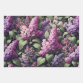 Botanische Dekoupage der Wasserfarbe Lilac-Blume Geschenkpapier Set (Vorderseite)