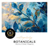 Botanische Dekoupage in Blau und Gold Seidenpapier