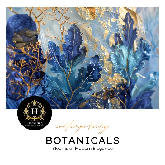 Botanische Dekoupage Luxurious Blue and Gold Seidenpapier