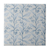 Botanische Delikatesse M1 Grau White Blue Pflanze Fliese (Vorderseite)