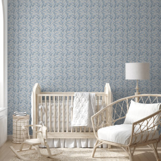 Botanische Delikatesse M1 Grau White Blue Pflanze Tapete