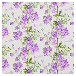 Botanische Delphinium-Kunst lila Stoff mit weißem 