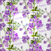 Botanische Delphinium-Kunst lila Stoff mit weißem  (Kachel)