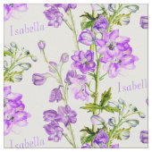Botanische Delphinium-Kunst lila Stoff mit weißem  (Nahaufnahme)