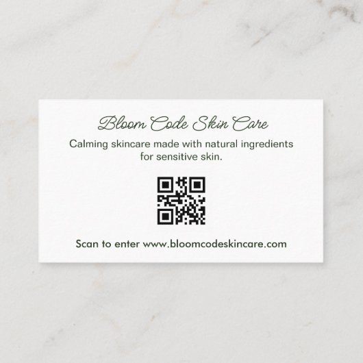 Botanische Design Skin Care Business Card Visitenkarte (Rückseite)