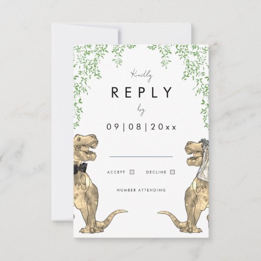 Botanische Dinosaurier-Hochzeitserklärung RSVP Karte (Vorderseite)