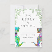 Botanische Dinosaurier-Hochzeitserklärung RSVP Karte (Vorderseite)