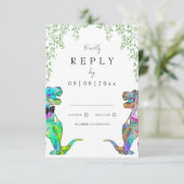 Botanische Dinosaurier-Hochzeitserklärung RSVP Karte (Stehend Vorderseite)