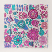 Botanische Doodle-Blume, nahtlose, Vintage Textur. Puzzle (Horizontal)