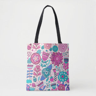 Botanische Doodle-Blume, nahtlose, Vintage Textur. Tasche