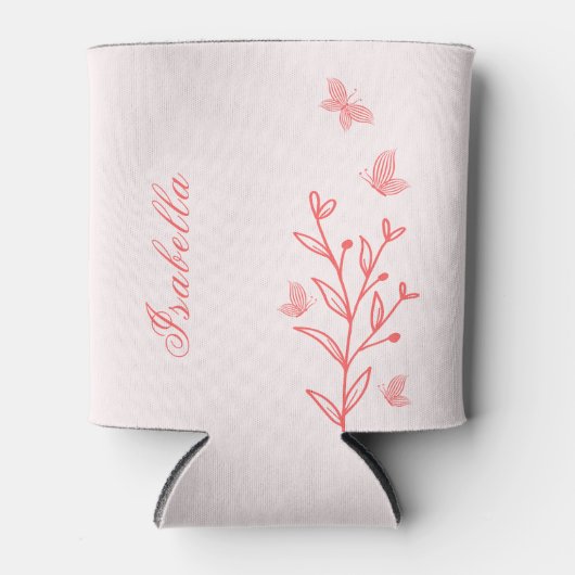 Botanische Dose aus Korallenrosa Dosenkühler (Vorderseite)