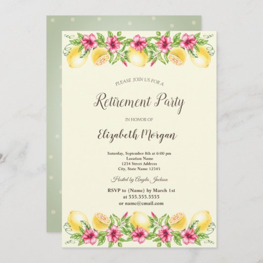 Botanische Dots-Pensionierung von Wasserfarben Einladung (Vorne/Hinten)