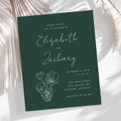 Botanische Dunkelgrüne Hochzeit Einladung