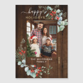 Botanische Dunkelholz-Feiertagskarte Magnetkarte (Vorderseite)