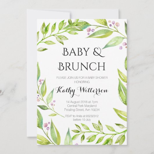 Botanische Dusche für Baby und Brunch Einladung (Vorderseite)