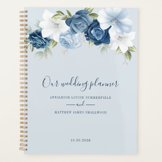 Botanische Dusty Blue Greenerity Wedding Planer (Vorderseite)