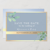 Botanische dusty Blue Wedding rettet das Datum Save The Date (Vorne/Hinten)
