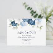 Botanische Dusty Blume Grüne Save The Date (Stehend Vorderseite)