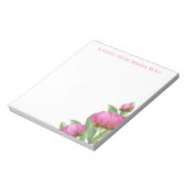 Botanische, einfache rosafarbene Peonies Elegante Notizblock (Rotiert)