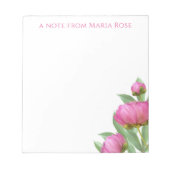 Botanische, einfache rosafarbene Peonies Elegante Notizblock (Vorderseite)