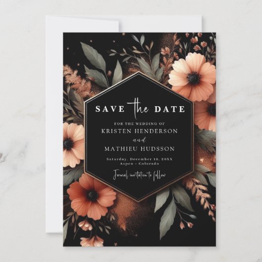Botanische Einfache Terracotta Hochzeit Save The Date (Vorderseite)
