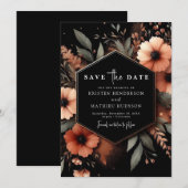 Botanische Einfache Terracotta Hochzeit Save The Date (Vorne/Hinten)