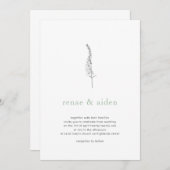 Botanische Einladung, Minimale Blumenhochzeit Einladung (Vorne/Hinten)