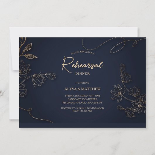 Botanische Einladung von Gold und Black (Vorderseite)