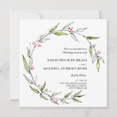 Botanische Einladungen für handgezeichnete Hochzei (Vorderseite)