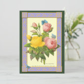 Botanische Einladungen in Gelb und Rosa (Stehend Vorderseite)