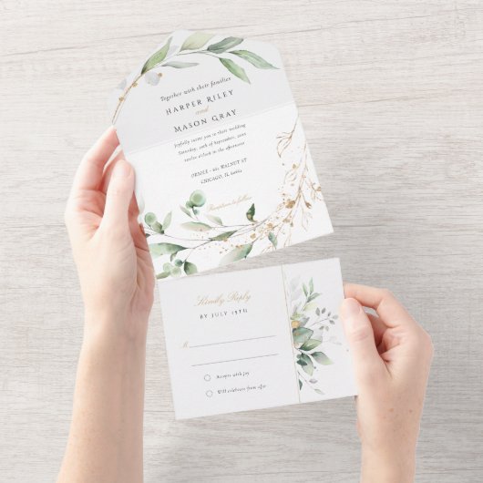 Botanische Elegance All-in-One Hochzeitssuite All In One Einladung (Abreißen)