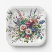 Botanische Elegance Blumenpapierplatte Pappteller (Vorderseite)