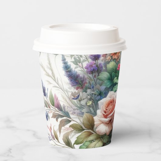 Botanische Elegance Blumenpapiersorten Pappbecher (Vorderseite)