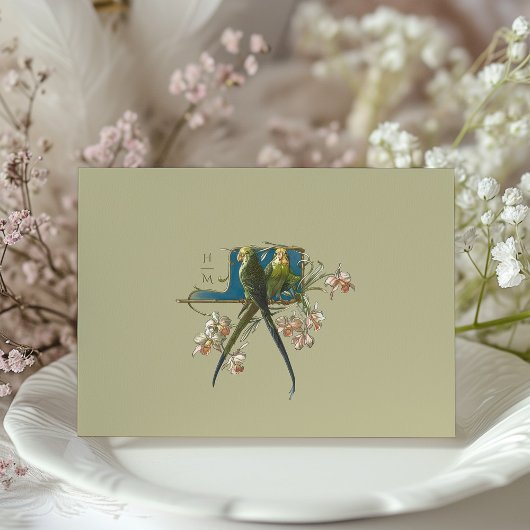 Botanische Elegance Papagei Hochzeitskarte Begleitkarte