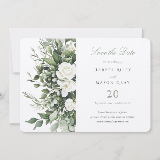 Botanische Elegance Save the Date Karte (Vorderseite)