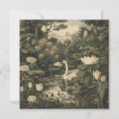 Botanische Elegance - Schwan im Wald Feiertagskarte (Vorderseite)