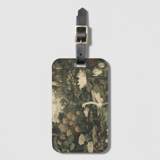 Botanische Elegance - Schwan im Wald Gepäckanhänger (Vorderseite Vertikal)