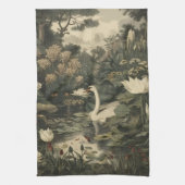 Botanische Elegance - Schwan im Wald Geschirrtuch (Vertikal)