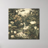 Botanische Elegance - Schwan im Wald Leinwanddruck (Vorderseite)