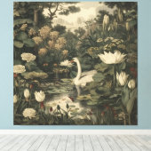 Botanische Elegance - Schwan im Wald Leinwanddruck (Insitu (Holzboden))