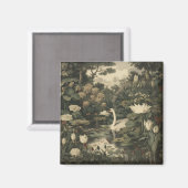 Botanische Elegance - Schwan im Wald Magnet (Vorderseite/Rückseite)