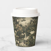 Botanische Elegance - Schwan im Wald Pappbecher (Vorderseite)