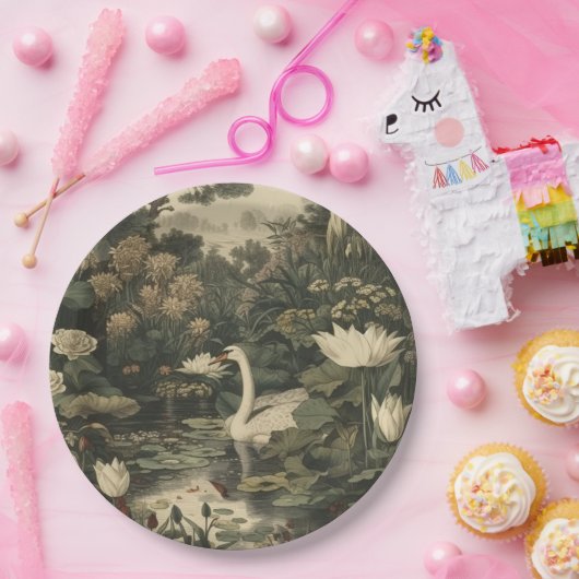 Botanische Elegance - Schwan im Wald Pappteller (Party)