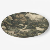 Botanische Elegance - Schwan im Wald Pappteller (Schrägansicht)