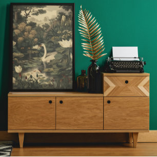 Botanische Elegance - Schwan im Wald Poster