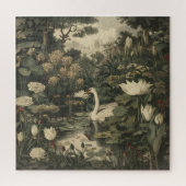 Botanische Elegance - Schwan im Wald Puzzle (Vertikal)
