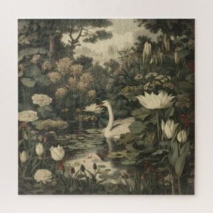 Botanische Elegance - Schwan im Wald Puzzle