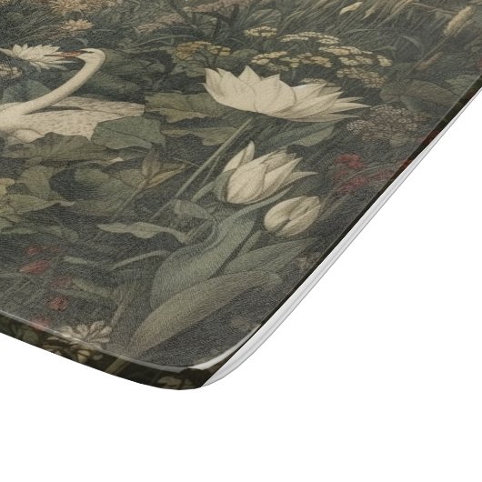 Botanische Elegance - Schwan im Wald Schneidebrett (Ecke)