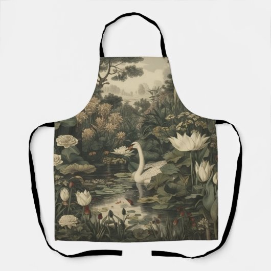 Botanische Elegance - Schwan im Wald Schürze (Vorderseite)