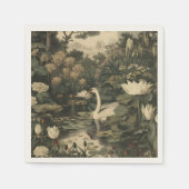 Botanische Elegance - Schwan im Wald Serviette (Vorderseite)